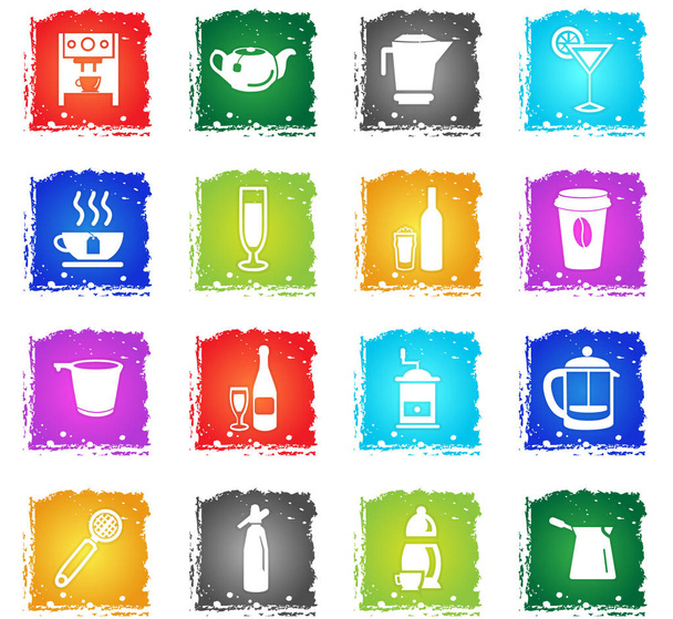utensílios para bebidas conjunto de ícones
 - Vetor, Imagem