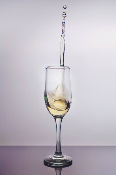 Splash in a glass of champagne - Photo, image