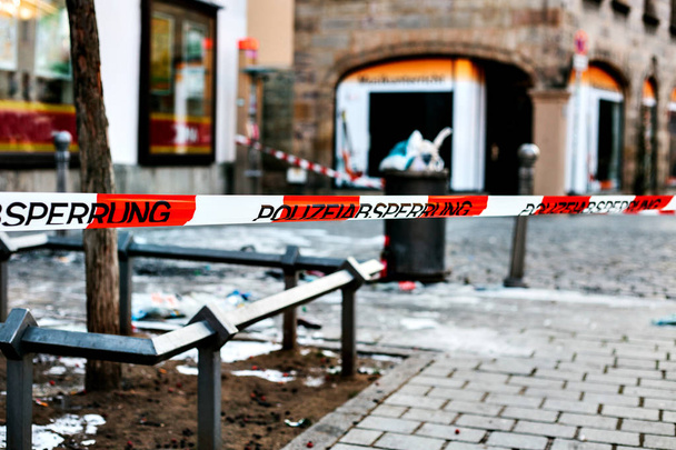 Police tape at the crime scene. Germany. - Photo, Image