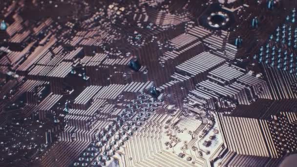Close up Technology background. Electronic circuit chip on PC board. - Filmagem, Vídeo