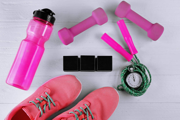 Sneakers, skipping rope and cubes - Foto, Imagem