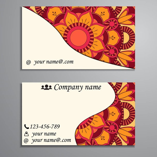 Invitation, business card or banner with text template. Round fl - Vektor, Bild