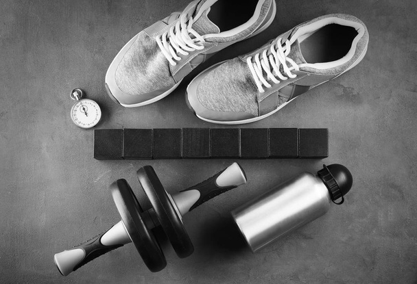 Sneakers and wooden cubes  - Foto, imagen