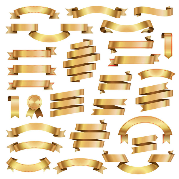 Χρυσή κορδέλα πανό ρετρό συλλογή - Διάνυσμα, εικόνα