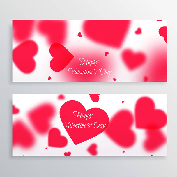 valentines day banners with blurred hearts - ベクター画像