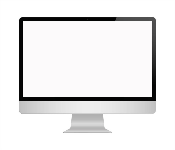 Computer met leeg scherm op witte achtergrond - Vector, afbeelding