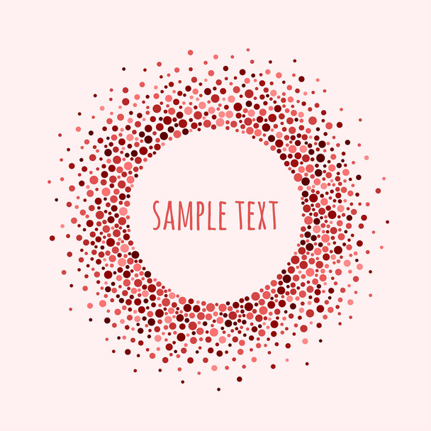 Round dotted frame with space for text. Frame spots or dots of various size. - Вектор,изображение