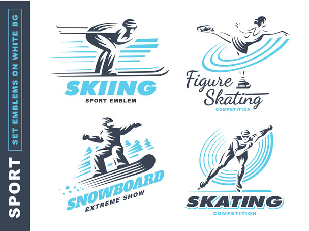 Winter sport logo set - vectorillustratie, embleem op witte achtergrond - Vector, afbeelding