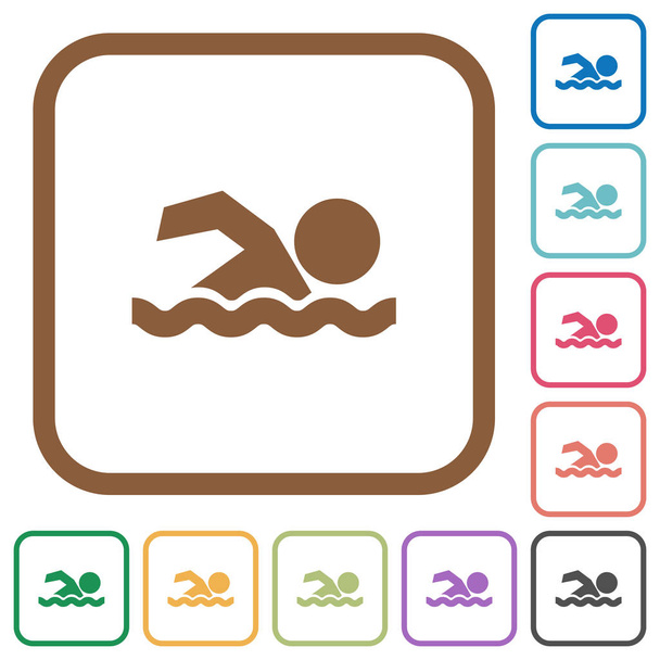 Úszás férfi egyszerű ikonok - Vektor, kép