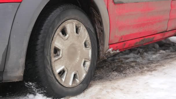 Tire Slipping On Snow - Footage, Video
