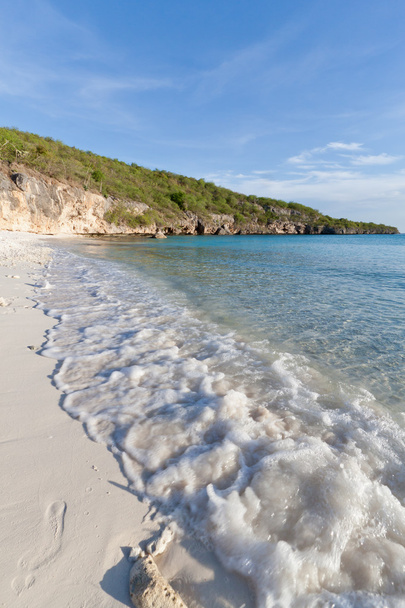 Ola golpeando playa caribeña desierta
 - Foto, imagen
