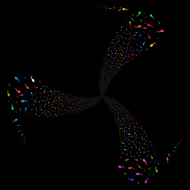 Spermatozoon Fireworks Swirl Rotation - Διάνυσμα, εικόνα