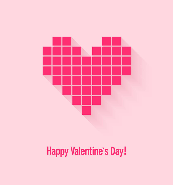 Valentines day card with abstract pixel heart. - Вектор,изображение