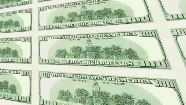 Reverse side of 100 dollar bills in 3d perspective - Footage, Video