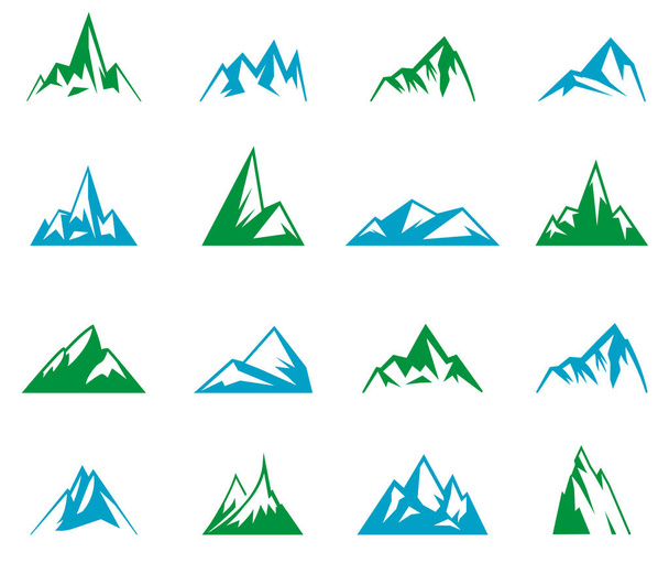 Mountain Icons Set on White Background. - Vector, Image