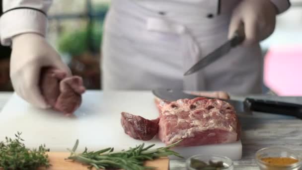Cooking board with raw meat. - Materiał filmowy, wideo