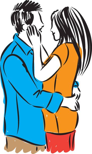 couple hugging vector illustration - Vektör, Görsel