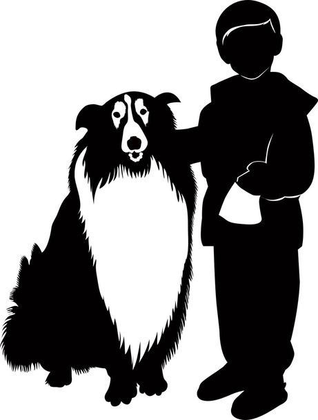Niño y perro
 - Vector, imagen