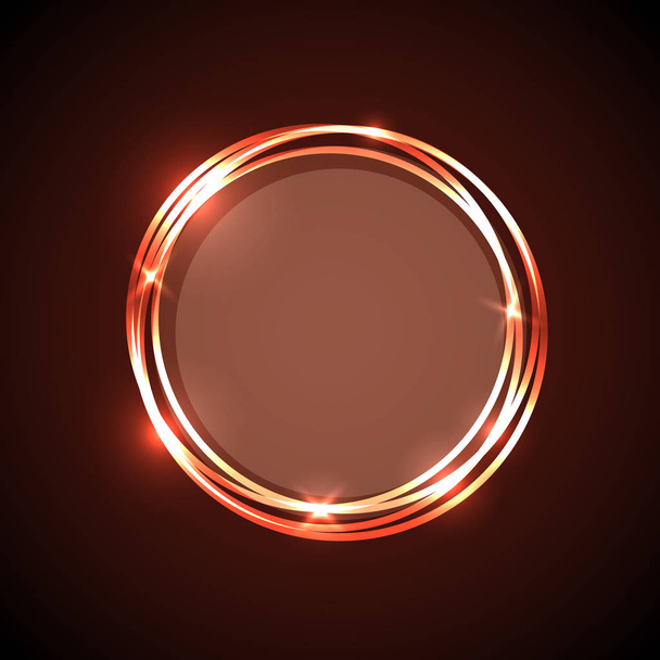 Abstract background with orange neon circles banner - Wektor, obraz