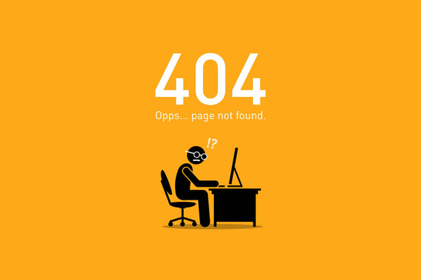 Honlap hiba 404. Az oldal nem található. - Vektor, kép