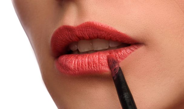 Red Sexy Lips close up - Foto, Imagen