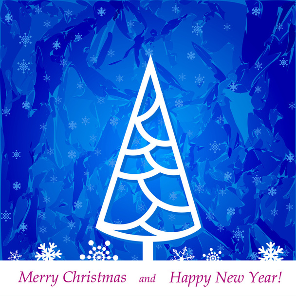 Christmas tree on a blue background, illustration - Vector, Image