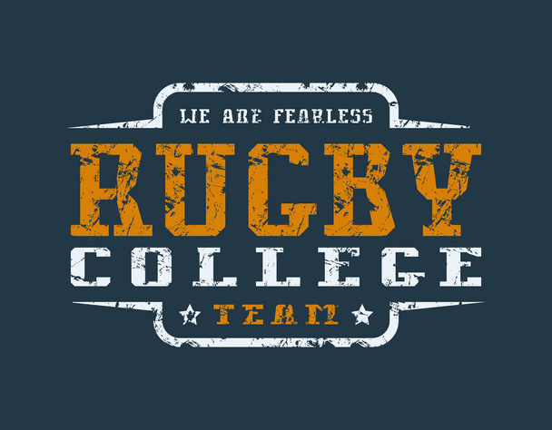 College rugby team emblem with shabby texture - Vector, Image
