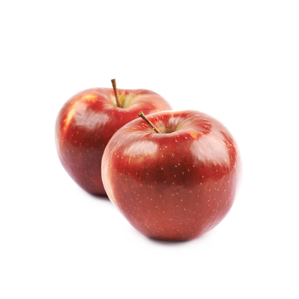 Two ripe red apples isolated - Fotoğraf, Görsel