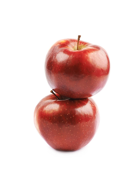 Two ripe red apples isolated - Fotoğraf, Görsel