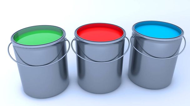 latas de tinta colorida
  - Foto, Imagem