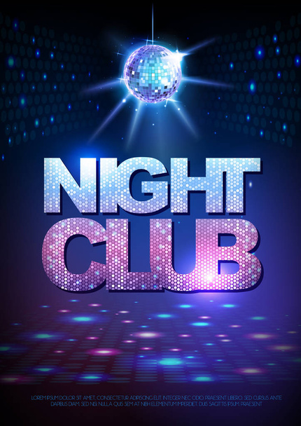 Disco ball background. Disco poster night club. Neon - Vektor, kép