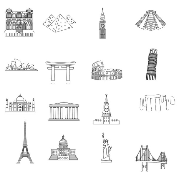 Countries set icons in outline style. Big collection of countries vector symbol stock illustration - Vektor, obrázek