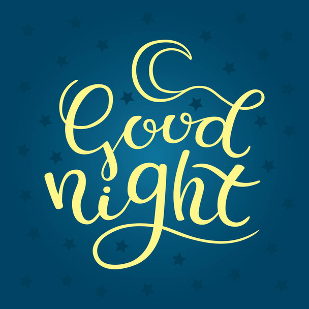 Hand lettering good night and stars on background. - Вектор,изображение