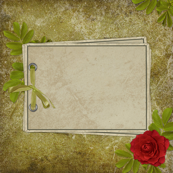 Vintage card from old paper and rose - Foto, Imagen