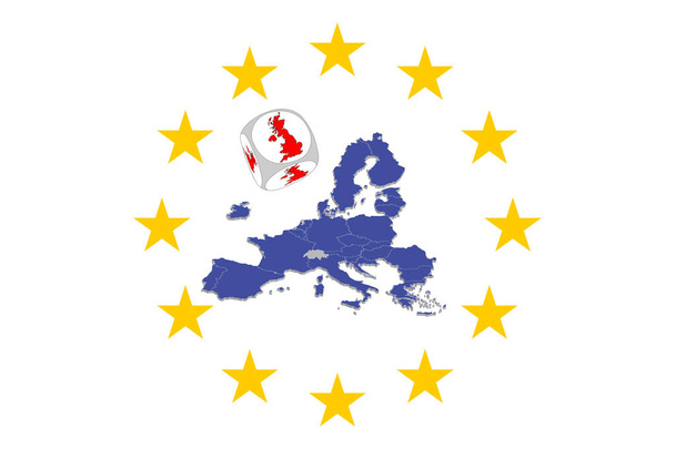Mapa de la Unión Europea con Brexit Cube
 - Foto, Imagen