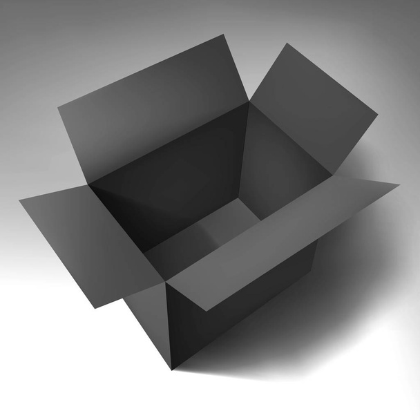 Open empty volume dark grey box, abstract object, vector design - Διάνυσμα, εικόνα