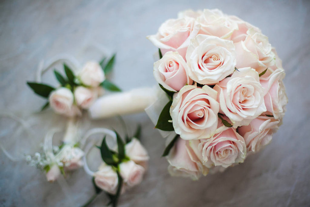 Bridal Roses Bouquet and Bracelet Boutonnieres - Fotografie, Obrázek