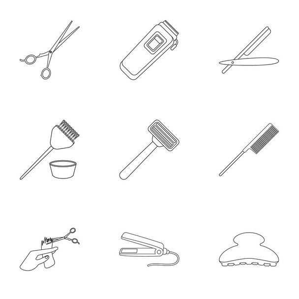 Hairdresser set icons in outline style. Big collection of hairdresser vector symbol stock illustration - Vecteur, image