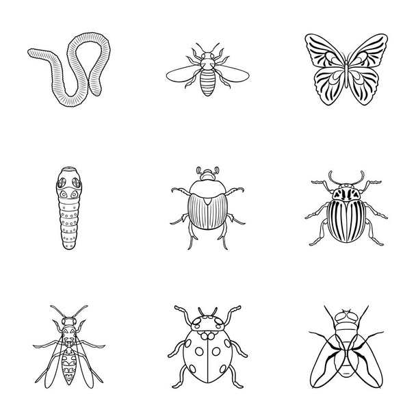 Insects set icons in outline style. Big collection of insects vector symbol stock illustration - Vektor, Bild