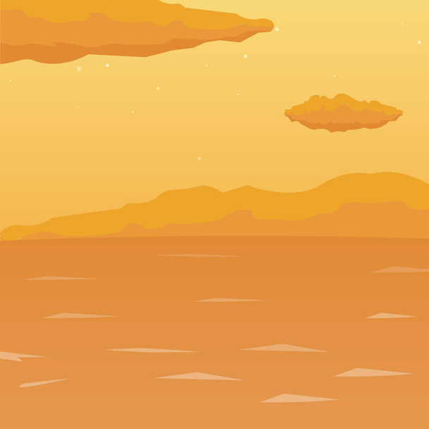 Sea background with waves and clouds. Vector flat illustration. - Vector, imagen