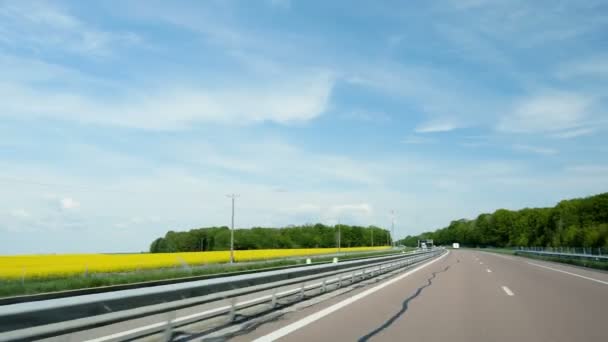 Snel snel rijdende auto op snelweg Pov - Video