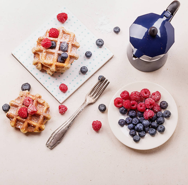 Waffles with Berries - Photo, image