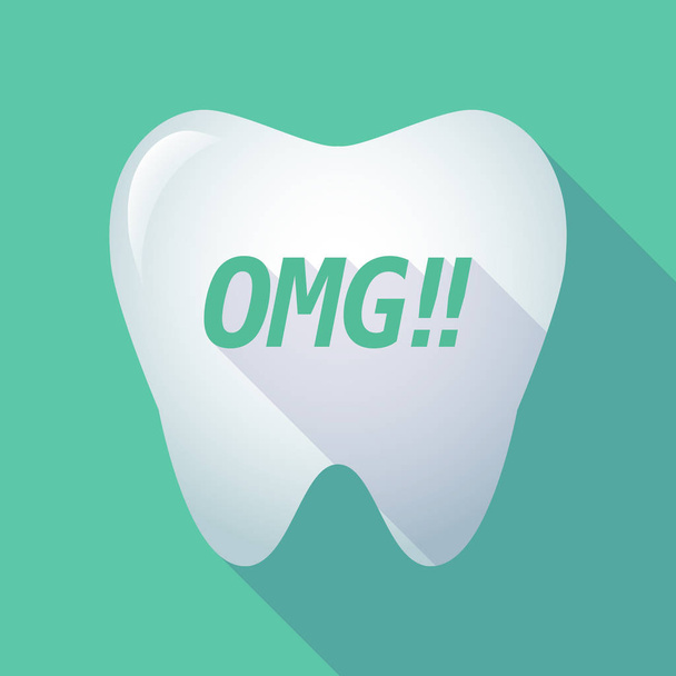 Long shadow tooth with    the text OMG!! - Vector, Image
