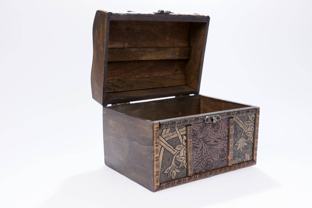 Vintage wooden chest isolated - Photo, Image