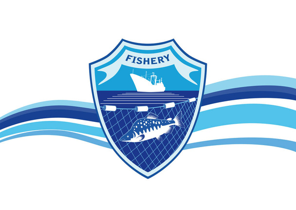 Emblema de la industria pesquera
 - Vector, imagen