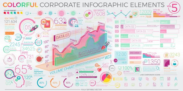 Éléments d'infographie d'entreprise colorés
 - Vecteur, image