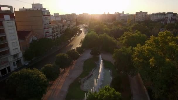 Valencia aerial cityscape at sunset, Spain - Séquence, vidéo