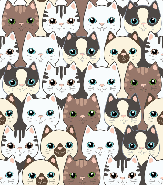 Funny cartoon cats. Seamless pattern - Vector, Imagen
