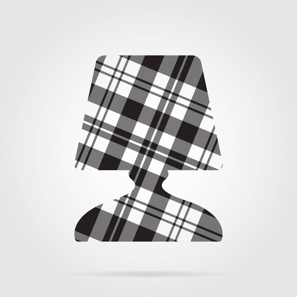 grayscale tartan isolated icon, bedside table lamp - Vector, Image
