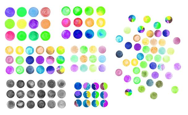 Set van regenboog aquarel cirkels - Foto, afbeelding